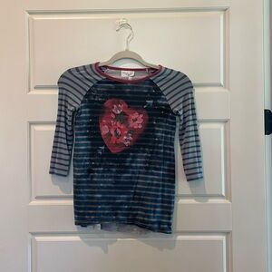 435 by Matilda Jane Rig It Up Striped Floral Shirt- Girl’s Size 8